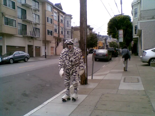 A cow sculpture on parade in San Francisco